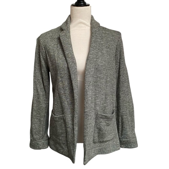 Lauren Conrad Knit Blazer XS Green Gray Open Front Soft Stretch Cotton Jacket - Picture 1 of 14